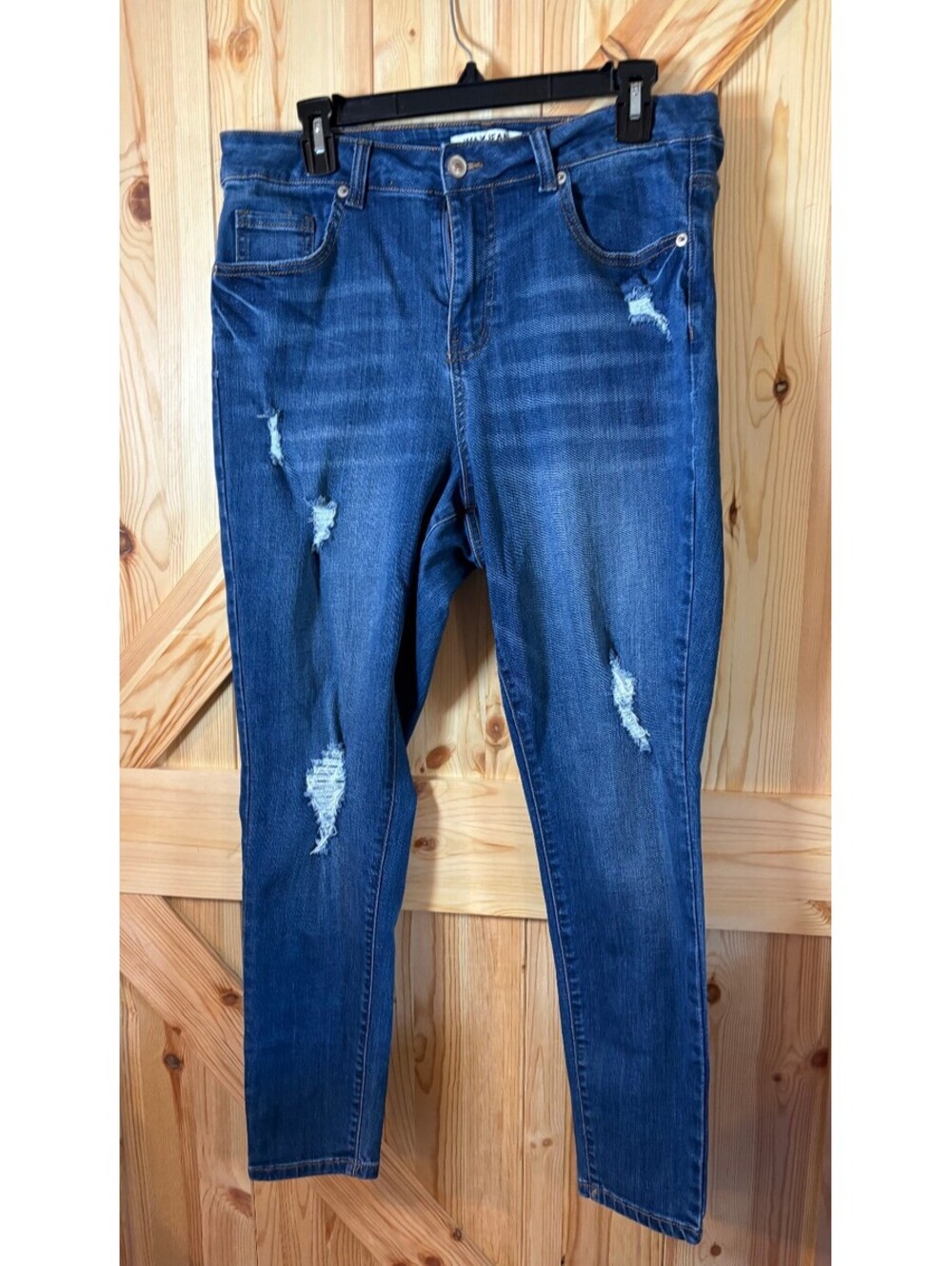 Wax Jean Distressed Skinny Blue Jeans Size 16